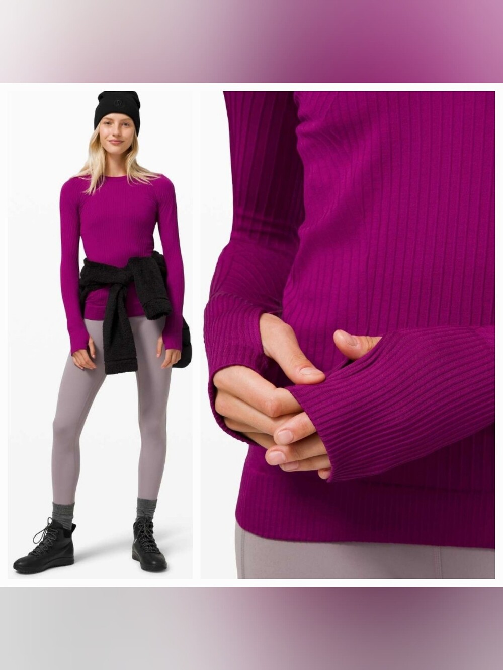 Lululemon Rest Less Pullover Aerial Current Deep Fuschia Highlight Purple Size 6